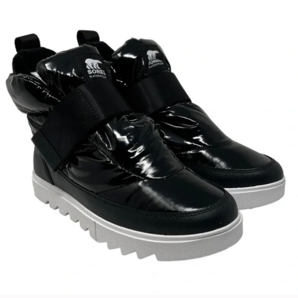 SOREL Joan of Artic Next Lite Strap Puffy Boots Black, Size 9 (9.5 runs large)